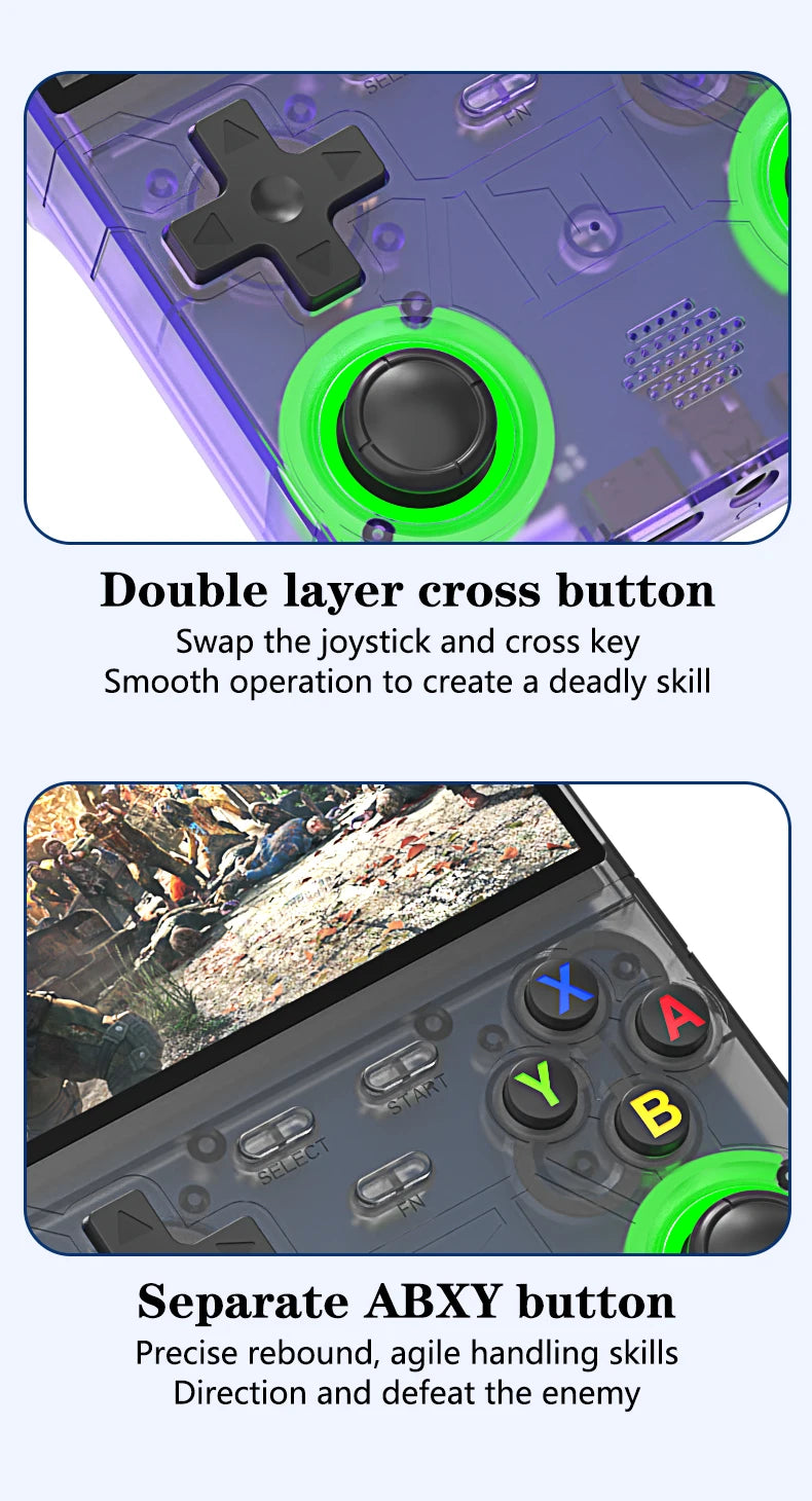 R36 Ultra Console Portable Retro Game 4‘’ IPS Screen Handheld Game Players Emulator Pocket Video Player 64G/128G 20000+ Games