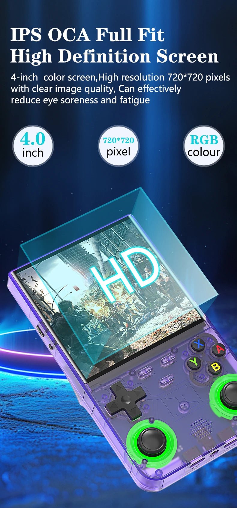 R36 Ultra Console Portable Retro Game 4‘’ IPS Screen Handheld Game Players Emulator Pocket Video Player 64G/128G 20000+ Games