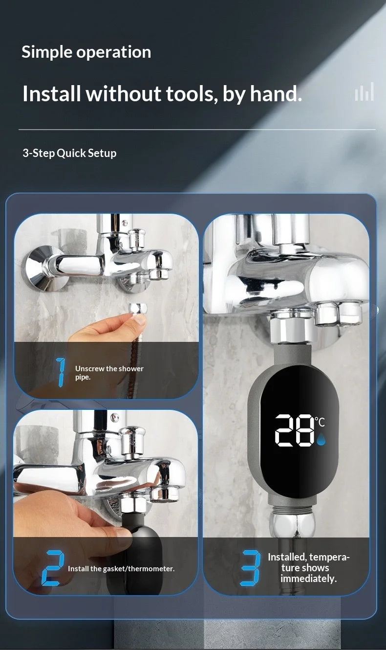 Shower Head Thermometer Shower Temperature Sensor Shower Accessory Display Home Water Temperature Display Shower Thermometer